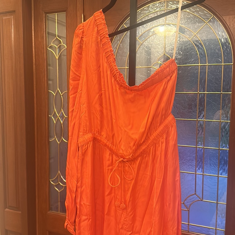 Farm Rio One Shoulder Jumpsuit in Orange NEW - Picture 7 of 14